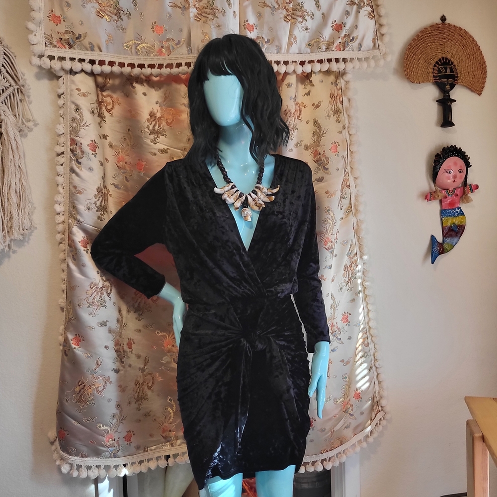 Misa Los Angeles Black Velvet Mini Dress